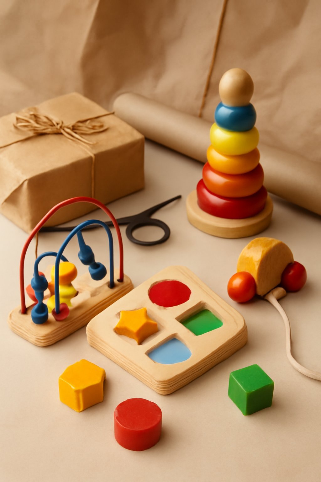 Holz Lauflernwagen mit Spielzeug