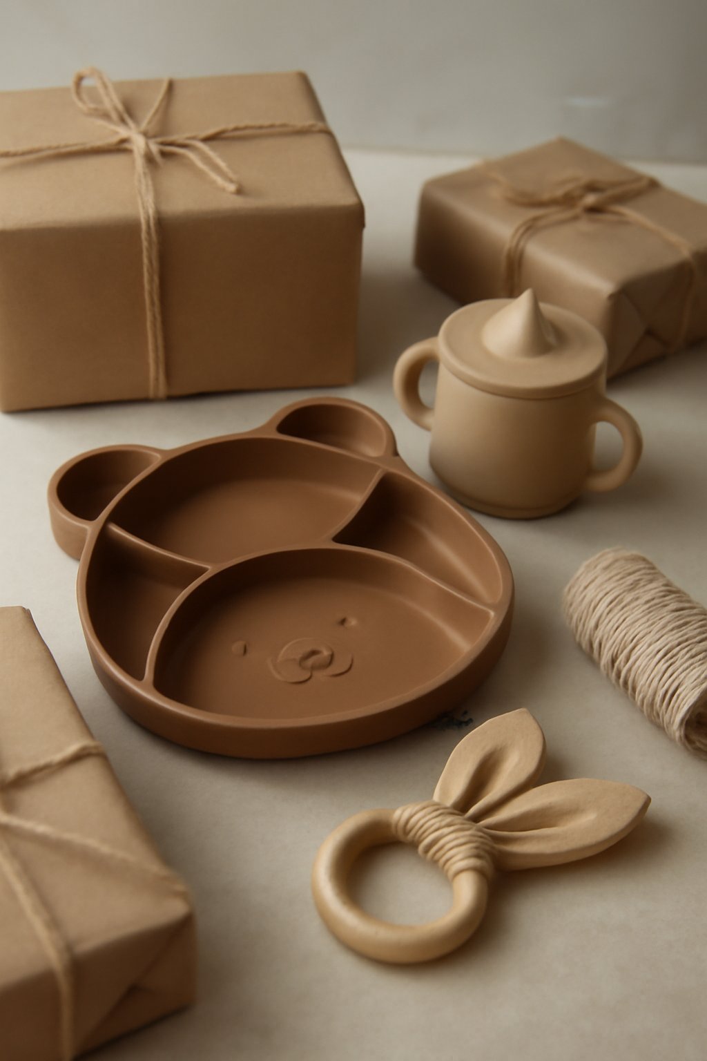 Bunte Teller und Becher Set