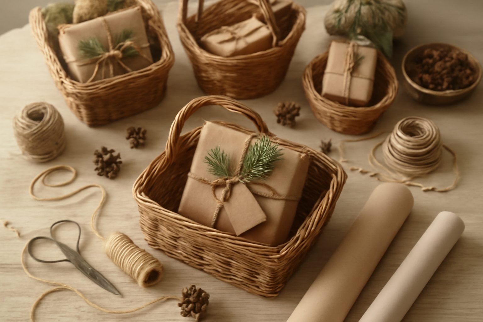 6 Winterliche Geschenkkoerbe für Weihnachten selber machen