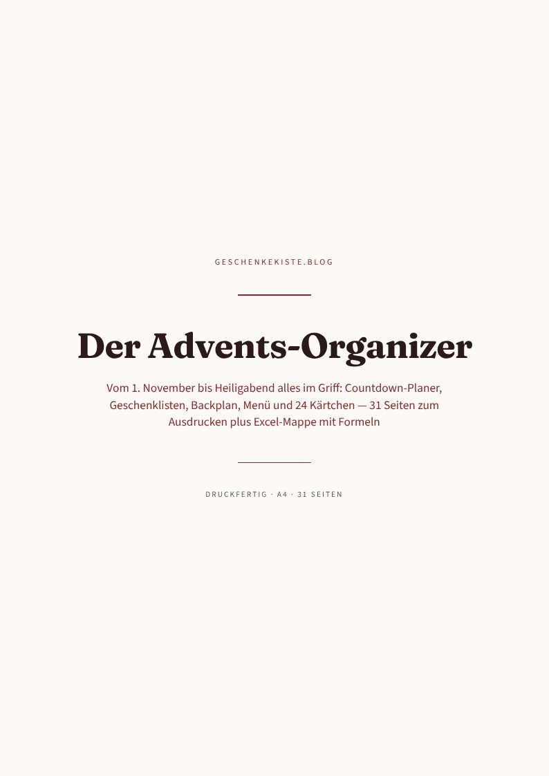 Der Advents-Organizer – Vorschau Seite 1