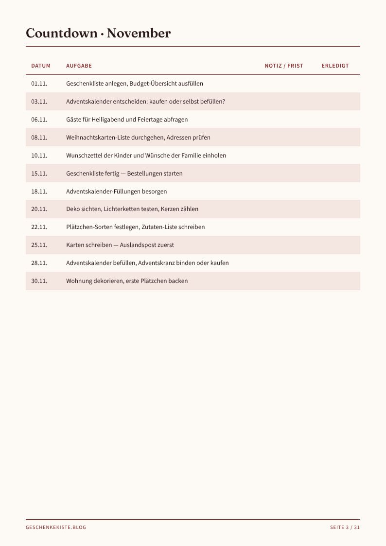 Der Advents-Organizer – Vorschau Seite 3