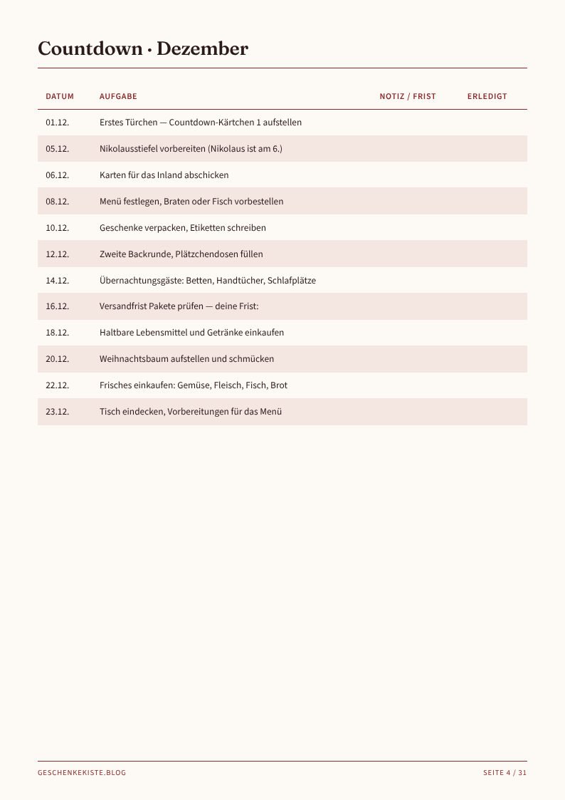 Der Advents-Organizer – Vorschau Seite 4
